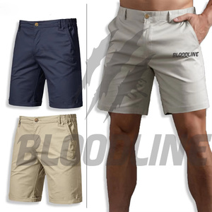 Shorts Bermuda en coton noir pour homme, taille élastiquée, coupe droite, respirants, en maille, décontractés - Product Image 3