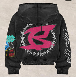 Conjunto de Sudadera con Capucha y Pantalones de Corte Regular para Mujer, Estilo Urbano, con Botones, Lavado Ácido, Estampado en Serigrafía, para Invierno - Product Image 2