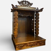 Sculpture d'autel ancestrale en bois de Muong gravée, éco-responsable, pour culte Feng Shui, du Vietnam