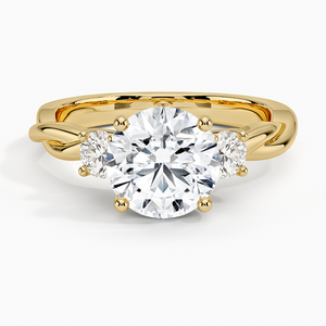 Anillo de compromiso de diamantes retorcidos de tres piedras con solitario de cuatro puntas - Product Image 3