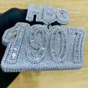 Premium White Gold Plated Unisex Pendant Diamond Inspired 1907 Hip Hop Charm Jewelry for Fashion Forward Styling - Product Image 4