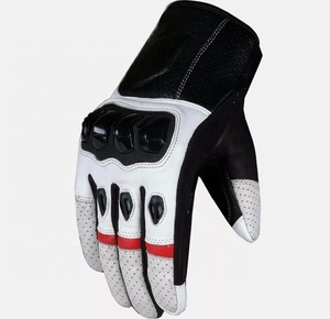 Gants de course en cuir à doigts complets, respirants, unisexes, avec fermeture auto-agrippante, blanc, noir, rouge, à panneaux, pour la conduite en extérieur, imprimés, sportifs - Product Image 2