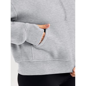 Sweat-shirt à demi-zip surdimensionné personnalisé pour femmes, taille reine, avec poches, vêtements d'automne - Product Image 3