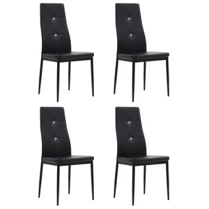 Ensemble de 4 chaises de salle à manger en similicuir noir avec structure en bois et pieds en acier - Product Image 1