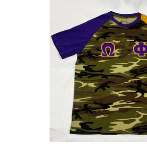 T-shirt décontracté à col rond Omega Psi Phi Fraternity, coupe régulière, 100 % coton respirant, avec logo tricoté personnalisé et motif uni brodé - Product Image 2