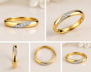 14k Gold Plated Natural Diamond Vintage Engagement <b>Ring</b> Slim Band Trendy for Women and Men - Product Image 3