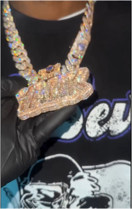 Colgante Personalizado con Letra del Nombre en Moissanita VVS, Estilo Hip Hop, con Diamantes Incrustados, Cadena con Inicial, Joyería Fina - Product Image 3