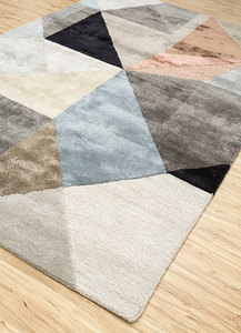 Tapis moderne abstrait géométrique rectangulaire en laine tuftée, résistant aux taches, pour salon, à poils plats, avec envers enduit de PVC, 1 pièce - Product Image 3