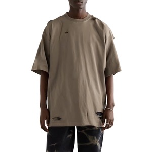 Custom Streetwear Drop Shoulder Heavy Distressed Loose Fit T-Shirt Men Short Sleeve Acid Wash 100%Cotton t-shirt for men - Product Image 1