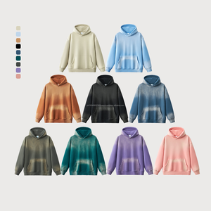 Sudadera con capucha Vintage Acid Wash Sun Faded, Sudadera de felpa francesa de algodón bordada personalizada para invierno - Product Image 1