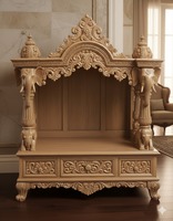 Mandir de Madera de Teca Sólida Hecho a Mano de Gran Tamaño, Moderno, de Lujo, Impermeable, Plegable, Multifuncional, Personalizable, Religioso