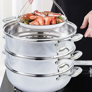 Vaporera de Acero Inoxidable de 3 Niveles SOGA de 30 cm, Olla Apilable para Verduras con Tapa de Vidrio, Inserto Multiusos para Vaporera de 30 cm - Product Image 4