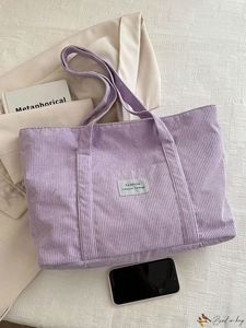 Sac fourre-tout en velours côtelé gris grande capacité pour femme, idéal pour l'université, le shopping, les voyages, le quotidien, le travail et l'école - Product Image 2