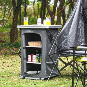Portable Folding <b>Camping</b> <b>Storage</b> Cabinet with 3 Shelves and Carry Bag - Product Image 2