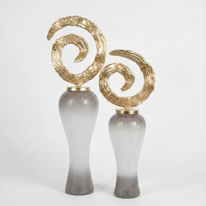 Vase de sol cylindrique décoratif moderne, duo, base métallique, dessus en verre, pour l'aménagement intérieur, fait main, style antique, grand ensemble de vases de mariage - Product Image 4