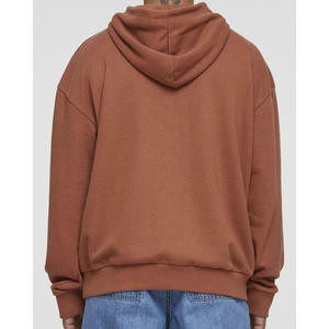 เสื้อฮู้ดดี้ผู้ชายสีน้ำตาลสนิมทรงโอเวอร์ไซส์ แบบเรียบง่าย มีฮู้ด แขนยาว มีกระเป๋าจิงโจ้ ผ้าคอตตอนผสมขนแกะ สวมใส่สบาย - Product Image 4