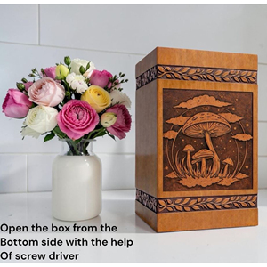 Handcrafted Wooden Urn <b>Box</b>, Mushroom Forest Engraved <b>Memorial</b> <b>Keepsake</b> <b>Memorial</b> <b>Keepsake</b> by AYAANS - Product Image 6
