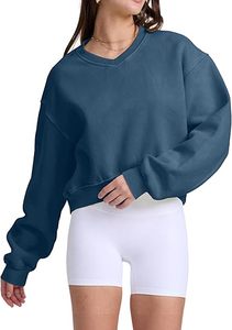 Cropped Sweatshirt Women Crop Sweatshirt o Neck Sweatshirt Women Oversize Acid Wash Fleece Pullover Vintage Loose sweatshirt - Product Image 2