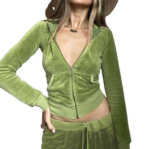 Vente directe usine – Ensemble long 2 pièces en velours à carreaux vintage pour femme, à capuche et manches longues, éco-responsable, hiver, haute qualité, boutonné - Product Image 6