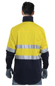 Ensemble de vêtements de travail haute visibilité pour hommes VITHAS INDUSTRY, jaune marine, polyester réfléchissant, pantalon et chemise uniformes, impression sérigraphique, sécurité - Product Image 6