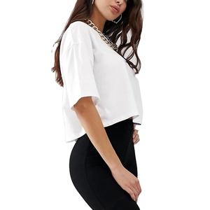 เสื้อยืดแขนสั้นทรงหลวม คอกลม ผ้าฝ้ายถัก ระบายอากาศ แห้งเร็ว สีพื้น สไตล์ลำลอง แฟชั่นฤดูร้อนสำหรับผู้หญิง - Product Image 6