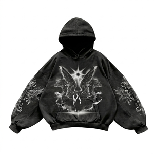 Sudadera con Capucha Extra Grande Personalizada para Hombre, 460 GSM, 100% Algodón Lavado, Lisa, Bordada, Estilo Urbano, Venta al Por Mayor - Product Image 1
