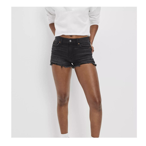 Wholesale Customizable <b>Black</b> <b>Denim</b> <b>Shorts</b> Women Fashionable <b>High</b>-<b>Waist</b> Summer Breathable Waterproof Drawstring Closure Washed - Product Image 1