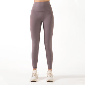 Leggings de sport tricotés unis taille haute pleine longueur pour femmes - Product Image 1