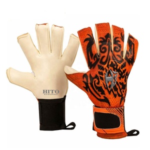 Gants de gardien de but de football personnalisés blancs et orange, paume plate de 4 mm, gants de gardien de but en latex embossé - Product Image 1
