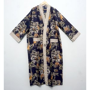 100% Cotton Kimono Robes Pure Cotton Kimono Hand Block Printed Floral Cotton Kimono <b>Shower</b> Robe in Wholesale price for sleep - Product Image 3