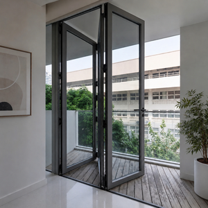 Porte pliante en aluminium de qualité supérieure avec double vitrage, porte coulissante extérieure pour patio, design moderne à prix compétitif - Product Image 1