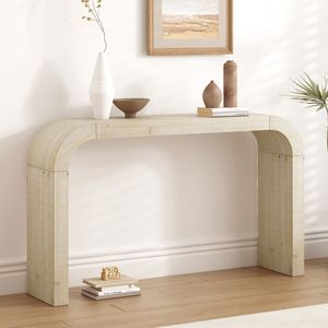 Consolle in Legno Naturale Testurizzato da 52 Pollici con Bordo Curvo per Ingressi e Soggiorni - Product Image 2