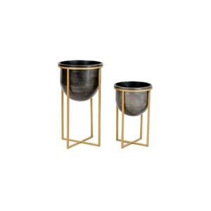 Pot de fleurs en argent de qualité supérieure avec support noir, décoration intérieure, décoration de sol artisanale pour la maison - Product Image 6