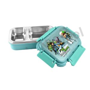 กล่องข้าวกล่องสี่เหลี่ยมพิมพ์ลายพร้อมพลาสติกด้านนอกสแตนเลสสำหรับใช้ในชีวิตประจำวันสามารถใช้ได้กับชื่อผลิตภัณฑ์อาหารกลางวัน - Product Image 1