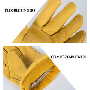 Gants de sécurité en cuir de mouton, cuir de porc et cuir de chèvre, gants de travail protecteurs pour conducteurs avec manchette élastique et dos en coton - Product Image 3