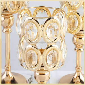 เชิงเทียนโลหะคริสตัลนอร์ดิกตกแต่งงานแต่งงานสีทองสำหรับวางบนโต๊ะในงานแต่งงาน - Product Image 2