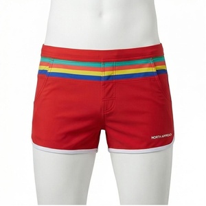 North Approach Women Red Striped Swim Shorts With Pockets Quick Dry Contrast Binding - Product Image 1