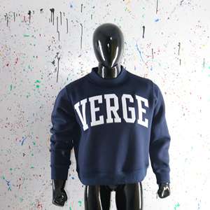 Sudadera VERGE Azul Marino con Cuello Alto, 100% Algodón, Apliques Bordados Blancos, Sudadera de Cuello Ancho, CLUSH SPORTS - Product Image 3