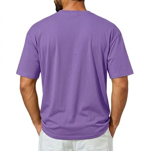 Camiseta Moderna para Hombre, Color Morado, con Bolsillo, Algodón Suave, Cuello Redondo, Manga Corta, Estilo Casual, Minimalista, Urbana, para Verano - Product Image 4