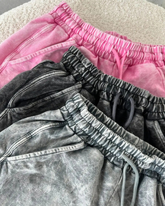 Shorts pour hommes de qualité supérieure, taille mi-haute, délavés à l'acide, style urbain, avec cordon de serrage, longueur genou, séchage rapide, en molleton bouclette - Product Image 6