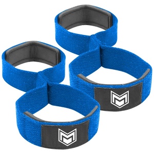 Alta calidad al por mayor 100% algodón gimnasio entrenamiento muñequeras logotipo personalizado figura 8 correas de tracción Fitness ejercicio levantamiento correas - Product Image 1