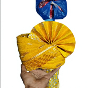 Turban indien traditionnel Safa Pre-Tied de mariage, jaune doré royal de qualité supérieure, OEM en gros - Product Image 2