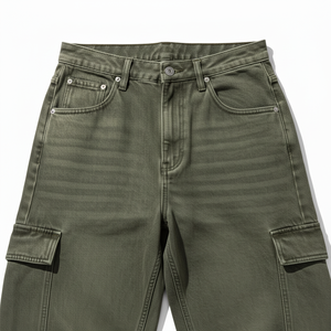 Pantalones Cargo de Lona Verde Oliva de Cintura Alta para Hombre, de Alta Calidad, con Múltiples Bolsillos, Estilo Workwear, Transpirables, de Peso Medio y Corte Recto - Product Image 2