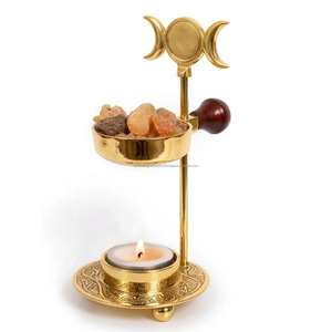 Elegante Quemador de Incienso de Latón Puro con Cuenco Ajustable, Acabado Dorado, Porta Incienso, Difusor de Fragancia para el Hogar y la Oficina - Product Image 2