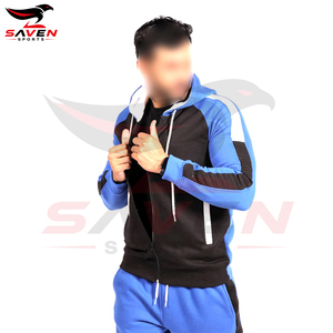 Conjunto Deportivo para Hombre, Sudadera con Capucha y Bloques de Color Azul y Negro, Pantalones Deportivos con Cierre Completo, Corte Regular, Ropa Deportiva - Product Image 2