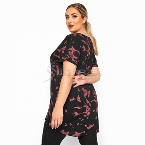 เสื้อยืดมัดย้อมผ้าฝ้ายสำหรับผู้หญิง,เสื้อยืดเสื้อมัดย้อมทรงหลวมแขนสั้นดีไซน์พิเศษ - Product Image 4