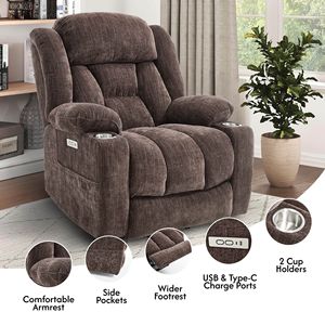 Poltrona Reclinabile Elettrica in Pelle per Anziani con Funzione Massaggio e Riscaldamento, Comoda Seduta per Soggiorno - Product Image 4