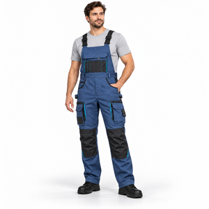 Salopette de travail industrielle pour hommes, personnalisable avec étiquette OEM, avec poche poitrine, rangement cargo, protections de genoux, uniforme d'usine, tailles sur mesure - Product Image 4