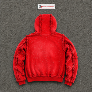 เสื้อฮู้ดซิปสีแดงโอเวอร์ไซส์ ลายกราฟิกสุดฮิต สไตล์อเมริกันสตรีทแฟชั่นสุดเท่ห์ คลาสสิก ทันสมัย น้ำหนักผ้าหนา - Product Image 6