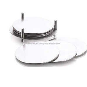 Sous-verre rond en aluminium Offre Spéciale sous-verre Offre Spéciale avec support sous-verre prenant en charge la personnalisation du logo laser - Product Image 4
